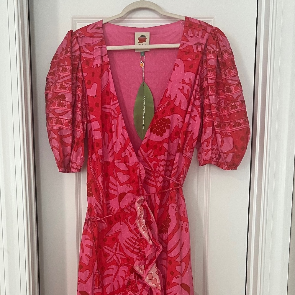 FARM Rio Pink & Red Printed Midi Dress